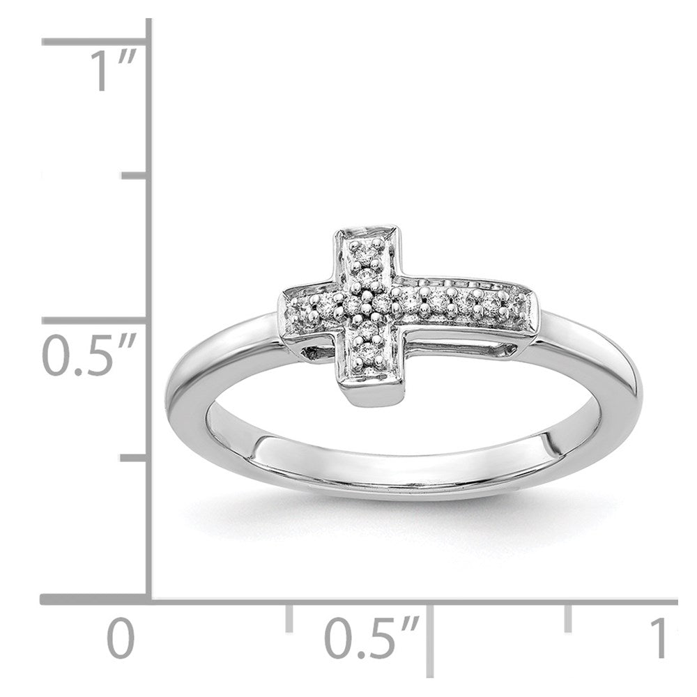 14K Weißgold Diamant Kreuz Ring