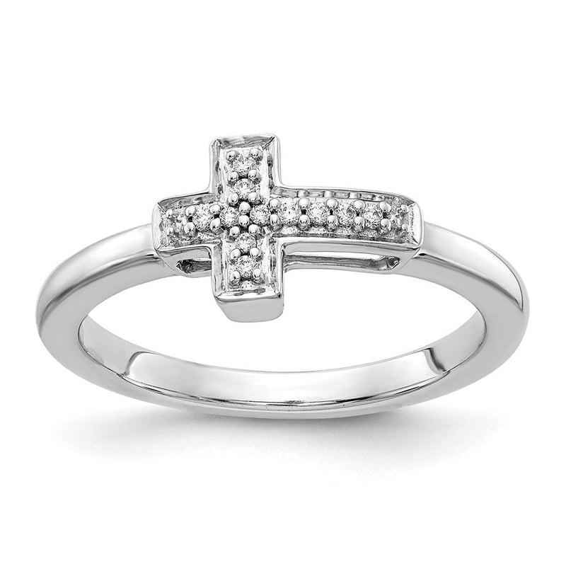 14K Weißgold Ring mit natürlichen Diamanten in Kreuzform, 0,05 ct. Gesamtgewicht