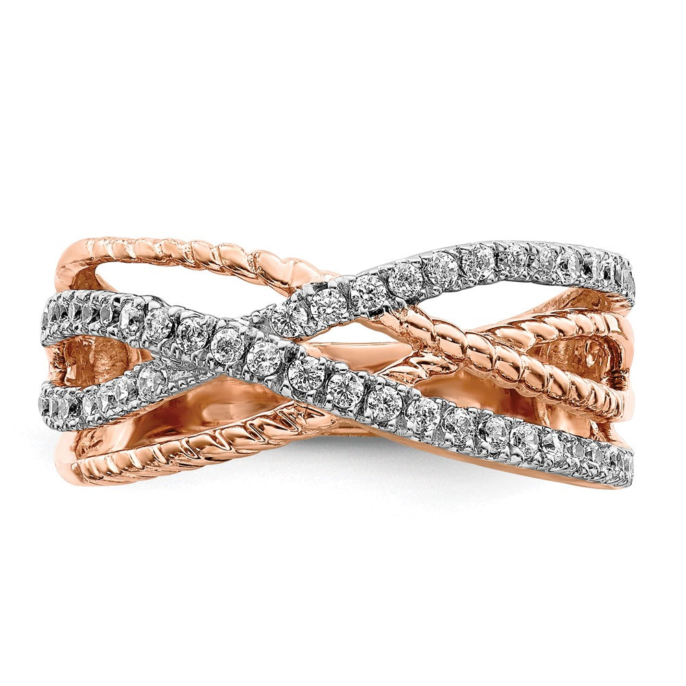 585 Roségold Ring mit natürlichen Diamanten, 0,429 ct Gesamtgewicht