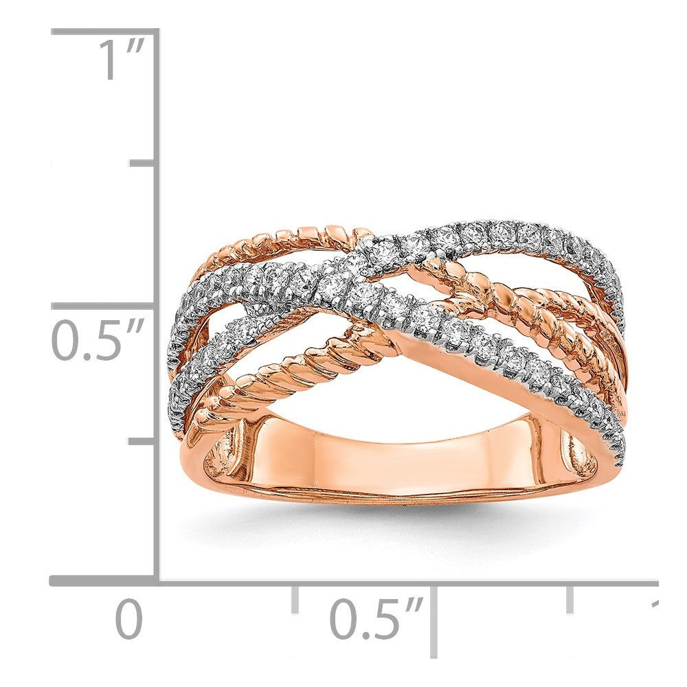 585 Roségold Ring mit natürlichen Diamanten, 0,429 ct Gesamtgewicht
