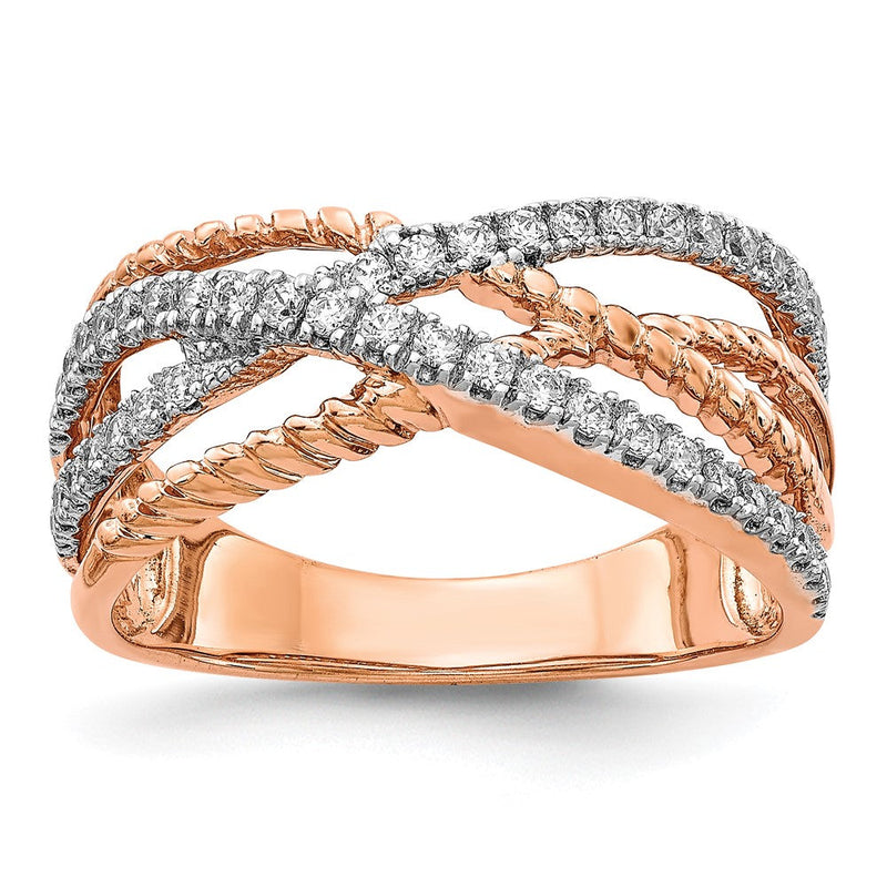 585 Roségold Ring mit natürlichen Diamanten, 0,429 ct Gesamtgewicht