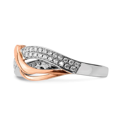 14K Weiß- und Roségold Ring mit natürlichen Diamanten