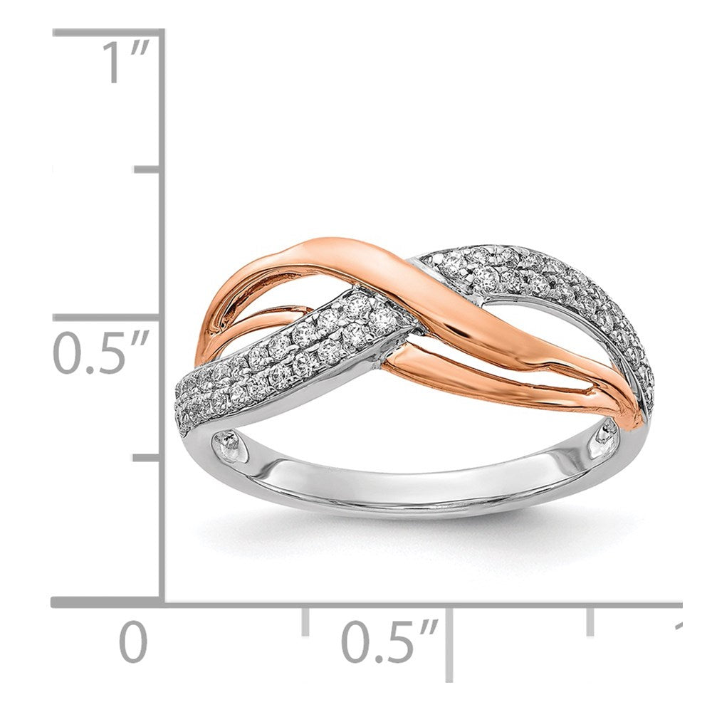 14K Weiß- und Roségold Ring mit natürlichen Diamanten