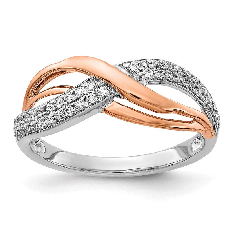 14K Weiß- und Roségold Ring mit natürlichen Diamanten