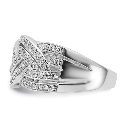 585 Weißgold Ring mit natürlichen Diamanten in Flechtdesign