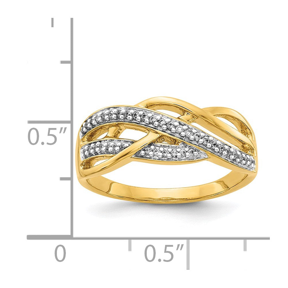 14K Gelbgold Diamant Geflochten Ring
