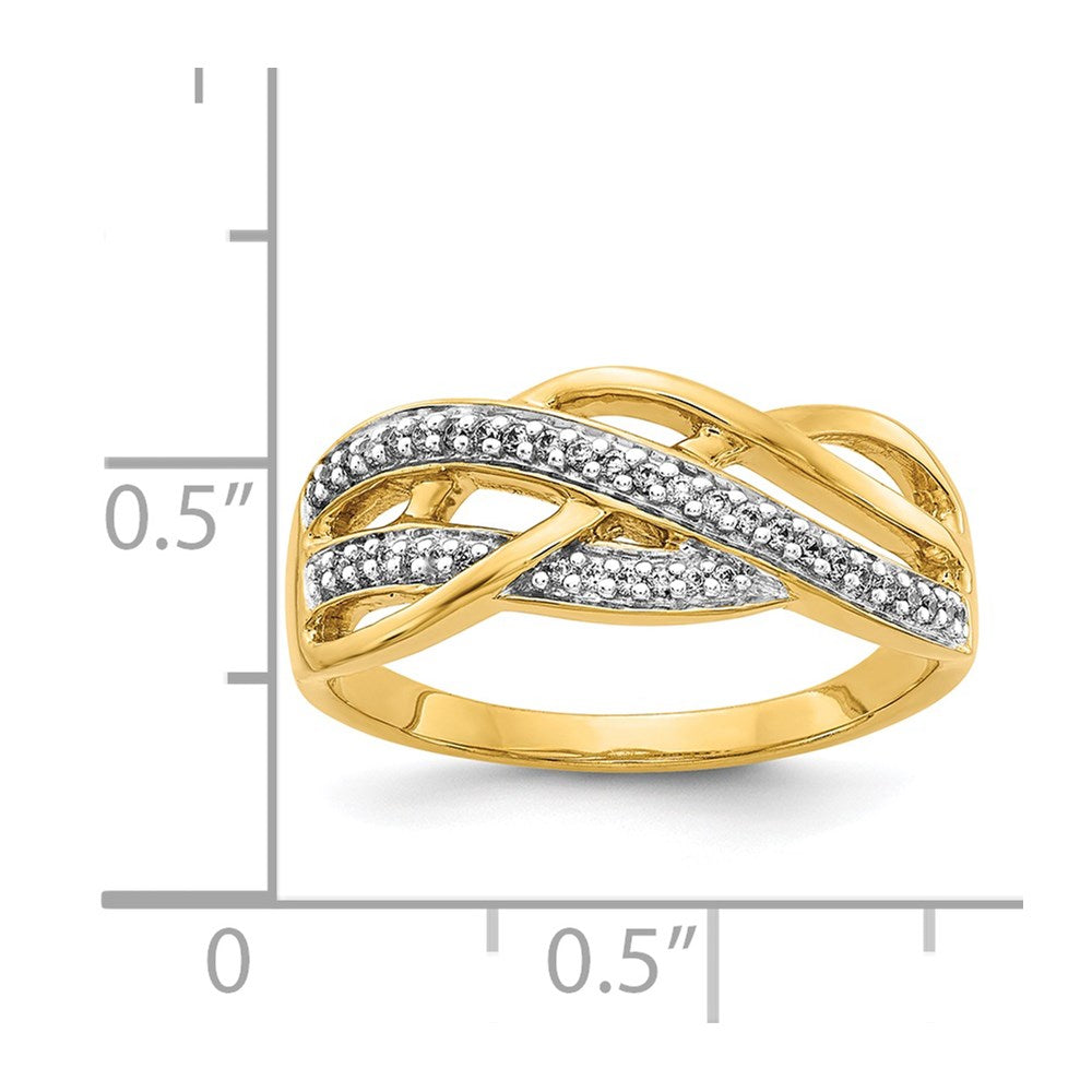 14K Gelbgold Ring mit natürlichen Diamanten, geflochtenes Design