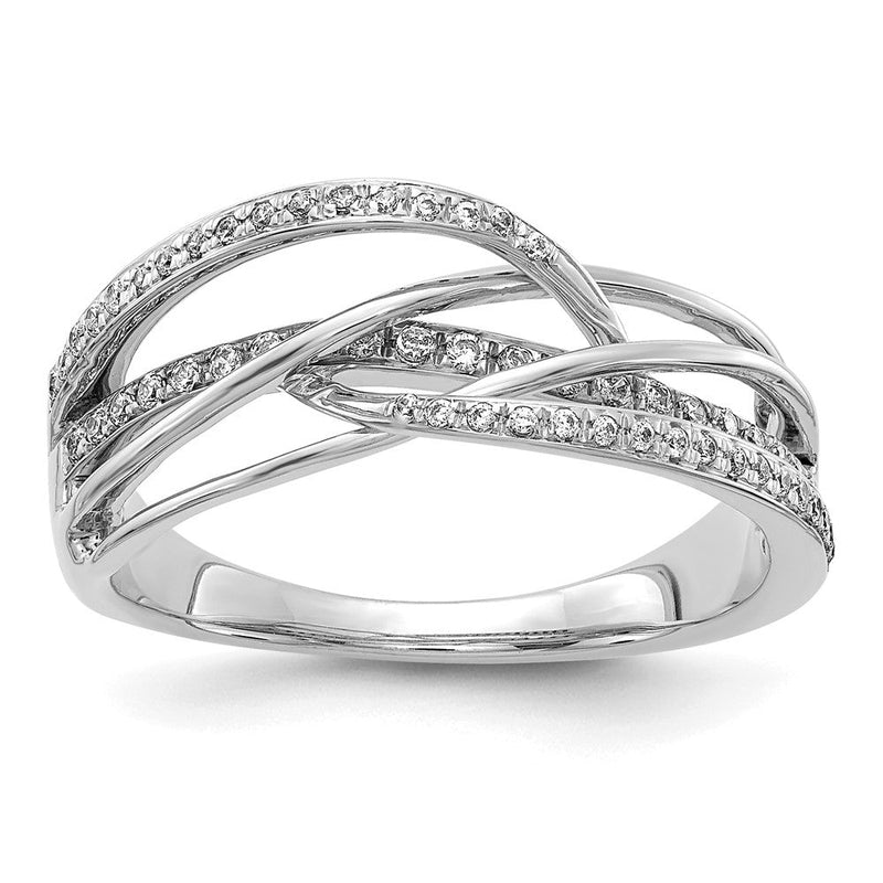 14K Weißgold Diamant-Wirbel-Ring mit natürlichen Diamanten