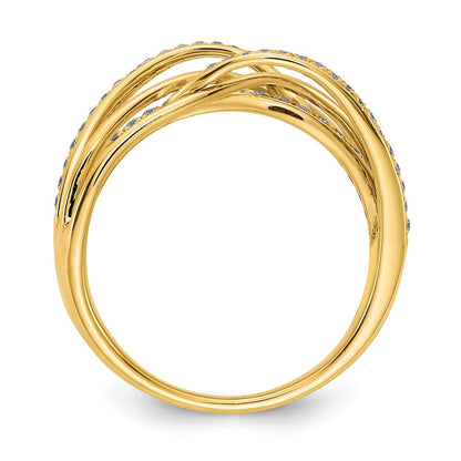 14K Gelbgold Ring mit echtem Diamant-Wirbelmuster