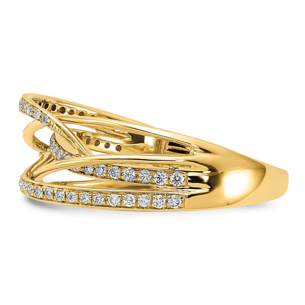 14K Gelbgold Ring mit echtem Diamant-Wirbelmuster