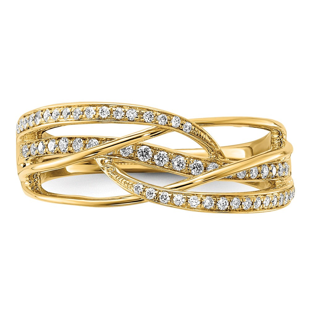 14K Gelbgold Ring mit echtem Diamant-Wirbelmuster