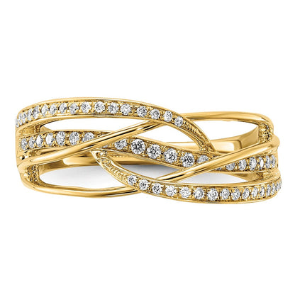 14K Gelbgold Ring mit echtem Diamant-Wirbelmuster