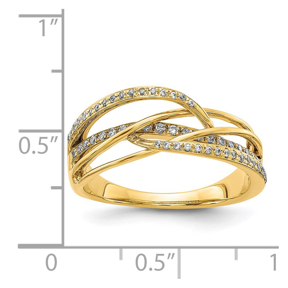 14K Gelbgold Ring mit echtem Diamant-Wirbelmuster