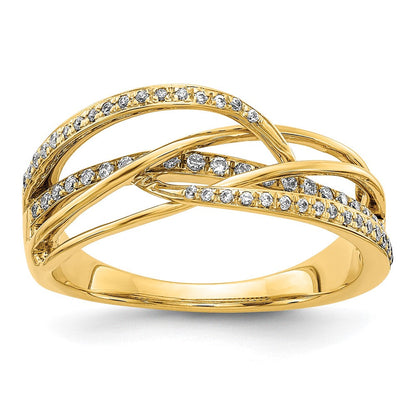 14K Gelbgold Ring mit echtem Diamant-Wirbelmuster