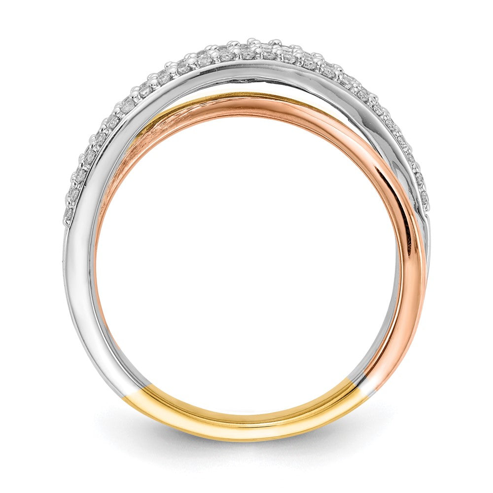 14K Tricolor Overlap Diamant Ring