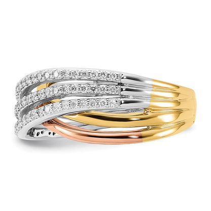 14K Tricolor Overlap Diamant Ring
