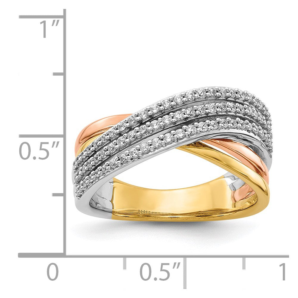 14K Tricolor Overlap Diamant Ring