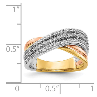 14K Tricolor Overlap Diamant Ring
