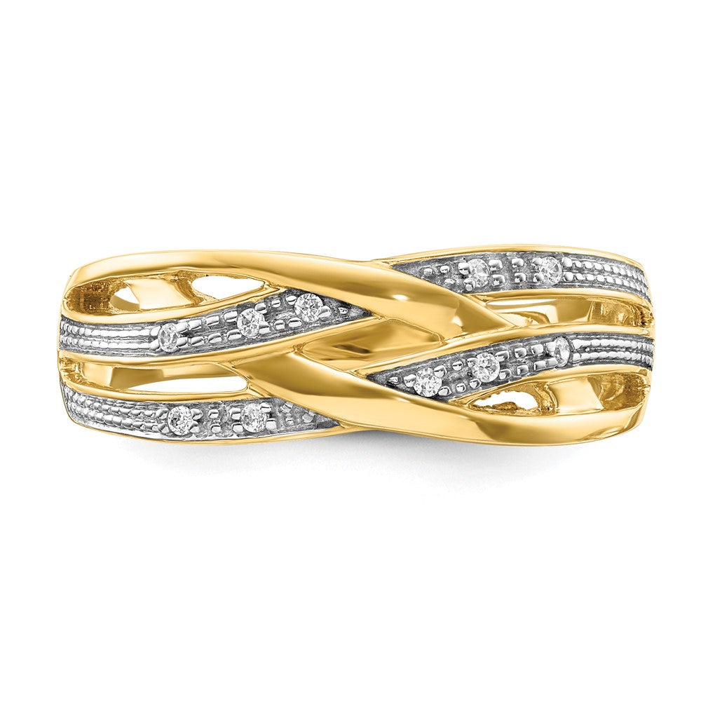 14K Gelbgold Rhodium Diamant Ring