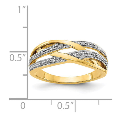 14K Gelbgold Rhodium Diamant Ring