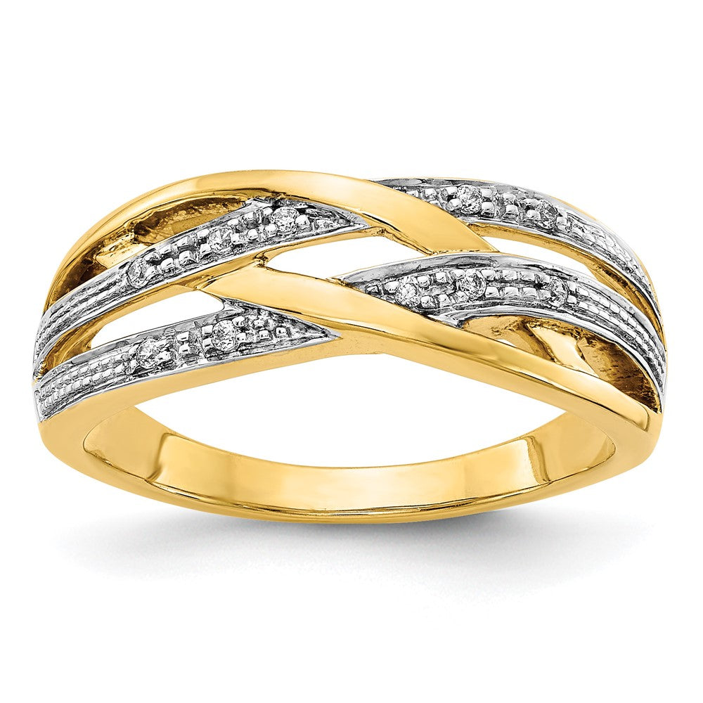 14K Gelbgold Rhodium Diamant Ring