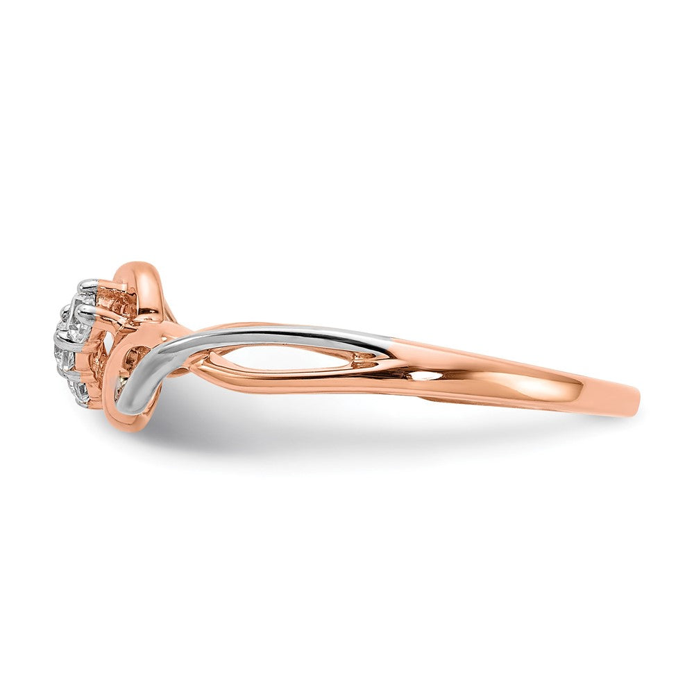 14K Bicolor Rosé- und Weißgold Ring mit gedrehtem Design, drei Steinen und 0,16 ct. Labor gezüchteten Diamanten VS/SI+ G+