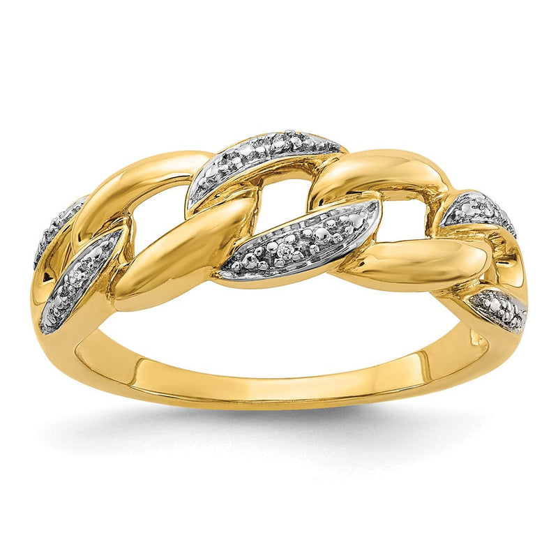 14K Gelbgold Ring mit Rhodium und natürlichen Diamanten