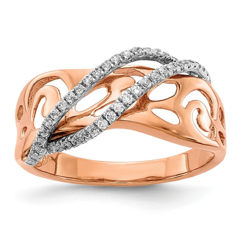 14K Roségold Ring rhodiniert mit natürlichen Diamanten
