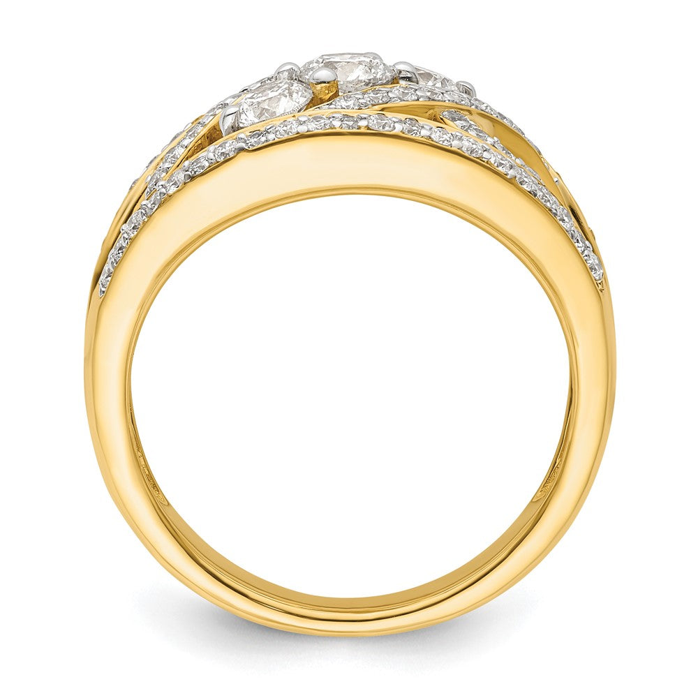 14K Gelbgold Fantasie 3 Stein Diamant Ring