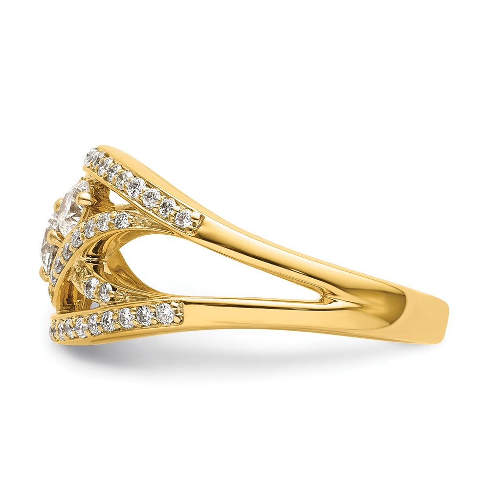 14K Gelbgold Fantasie 3 Stein Diamant Ring