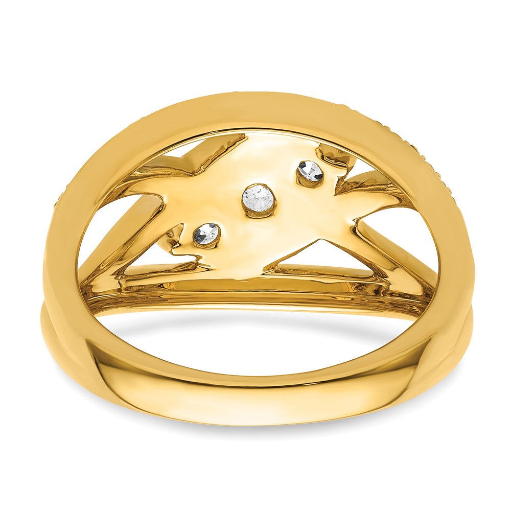 14K Gelbgold Fantasie 3 Stein Diamant Ring
