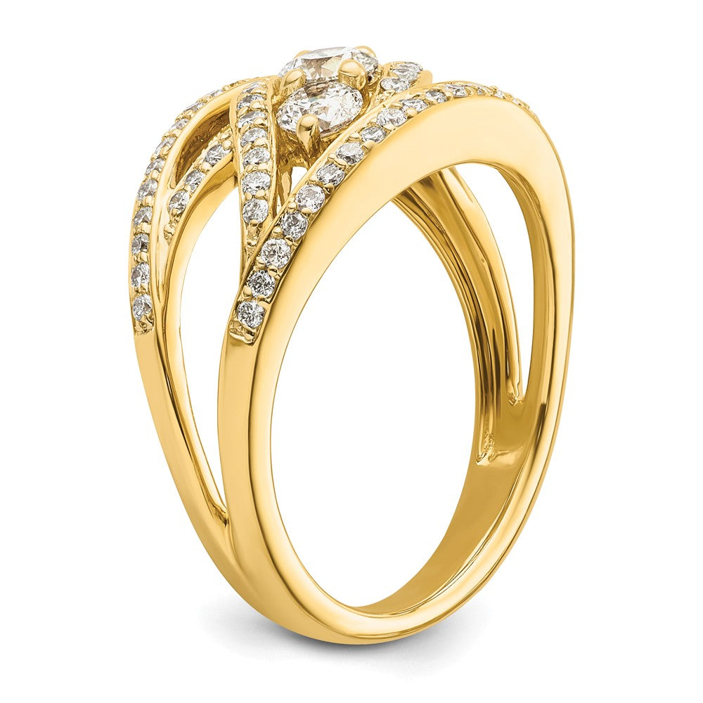 14K Gelbgold Fantasie 3 Stein Diamant Ring