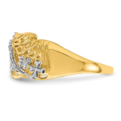 14K Gelb & Rhodium Diamant Libelle Ring