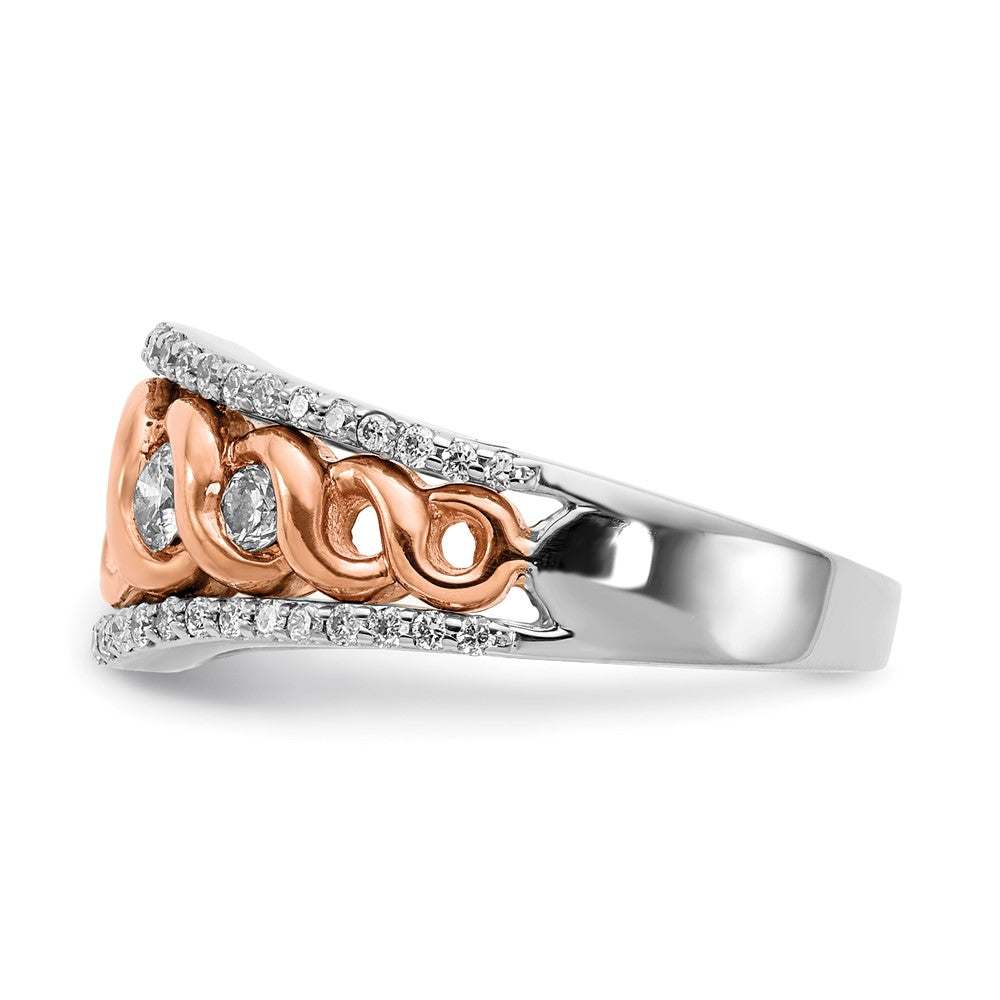 14K Weiß-/Roségold Ring mit natürlichen Diamanten