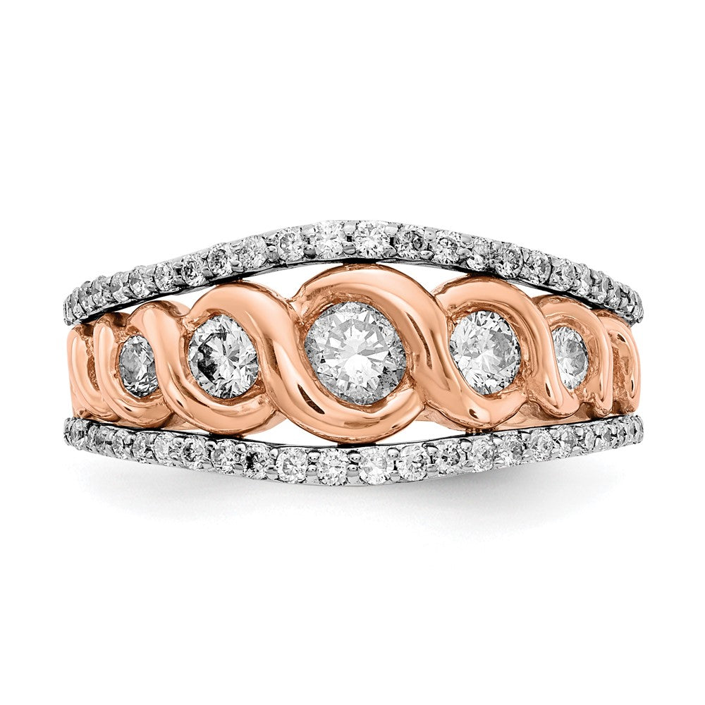 14K Weiß-/Roségold Ring mit natürlichen Diamanten
