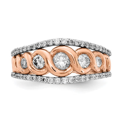 14K Weiß-/Roségold Ring mit natürlichen Diamanten