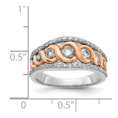 14K Weiß-/Roségold Ring mit natürlichen Diamanten