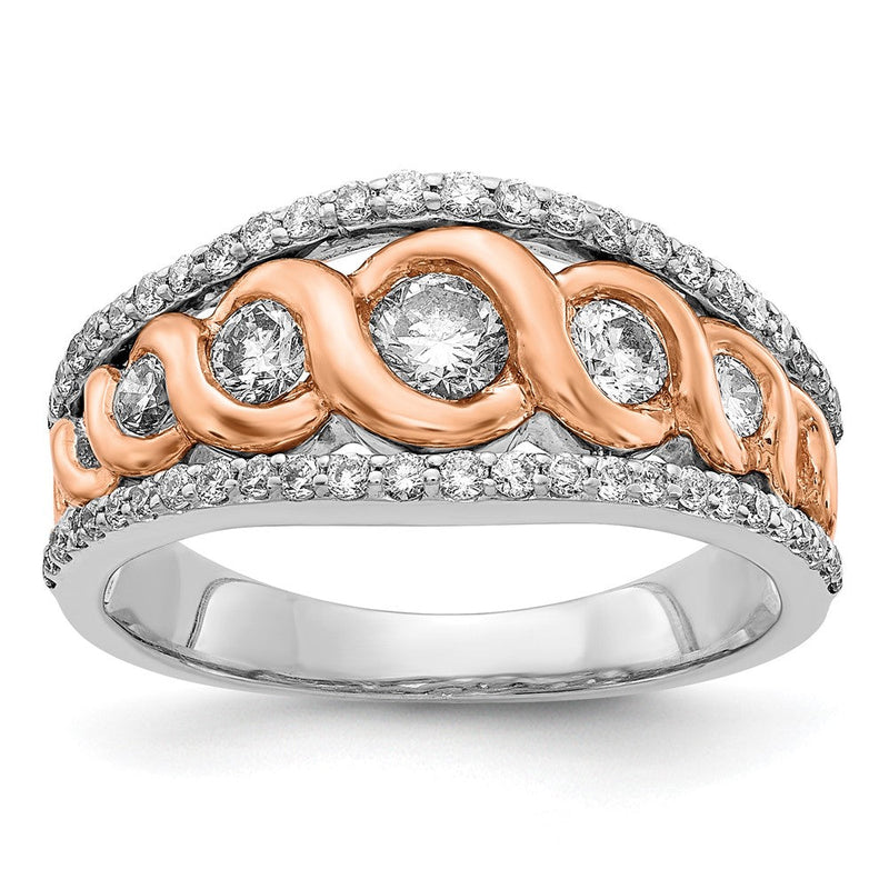 14K Weiß-/Roségold Ring mit natürlichen Diamanten