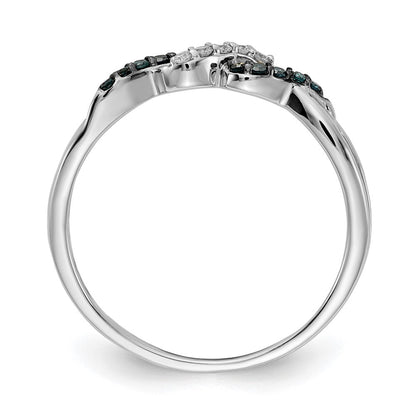 14K Weißgold Ring mit blauen und weißen natürlichen Diamanten, Twist-Design