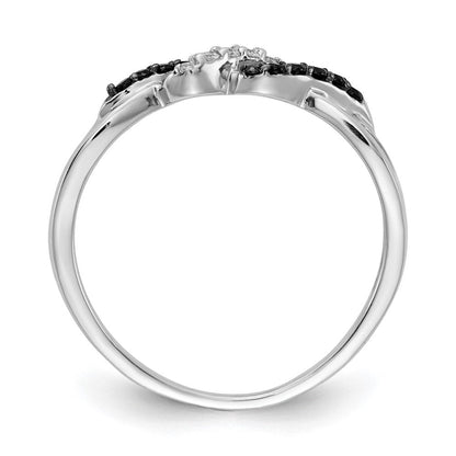 14K Weißgold Ring mit schwarzen und weißen natürlichen Diamanten, gedreht