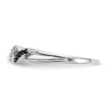 14K Weißgold Ring mit schwarzen und weißen natürlichen Diamanten, gedreht