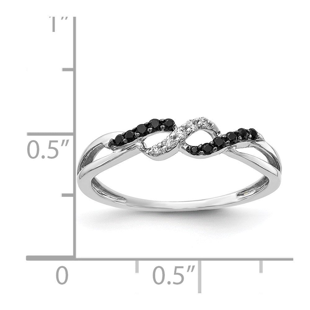 14K Weißgold Ring mit schwarzen und weißen natürlichen Diamanten, gedreht