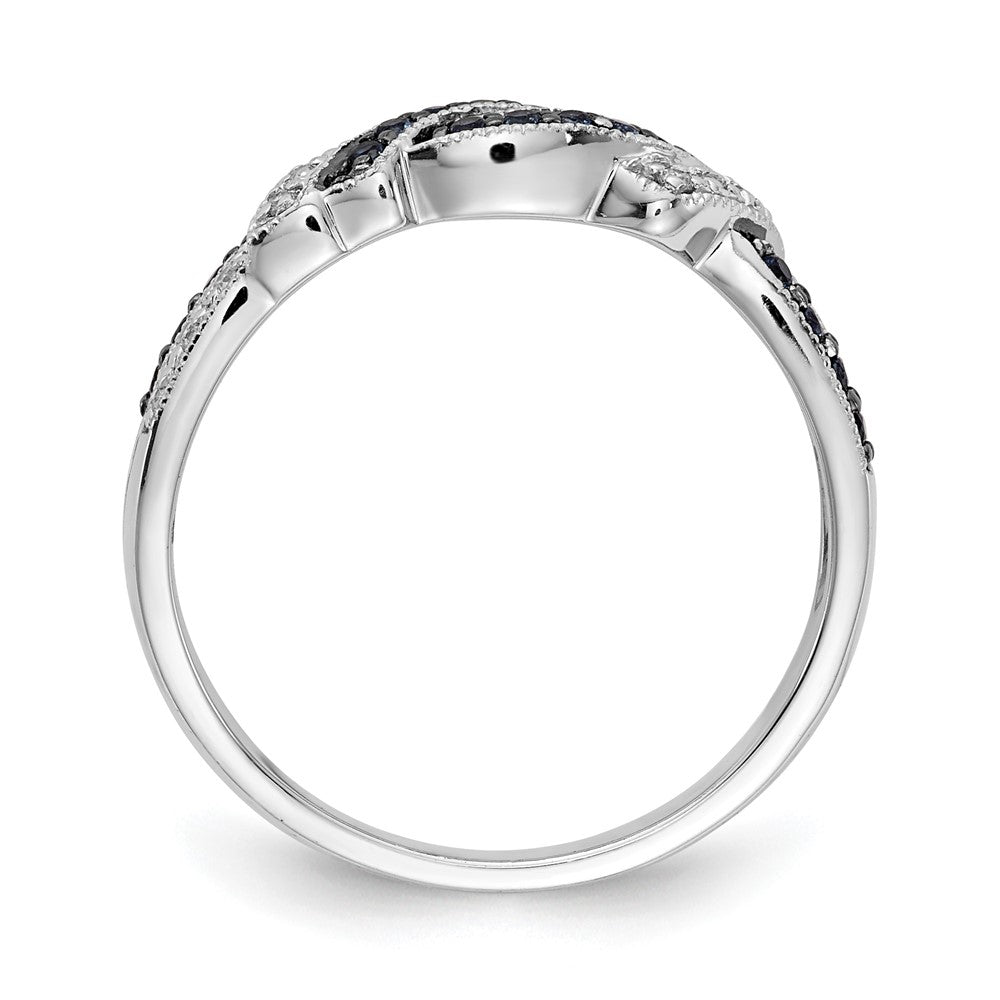 14K Weißgold Schwarz Rhodium und Blau Diamant Ring