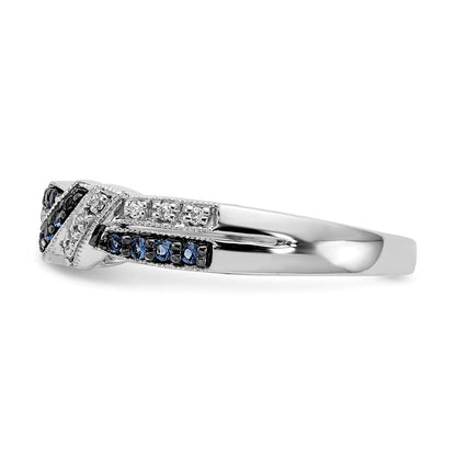 14K Weißgold Schwarz Rhodium und Blau Diamant Ring