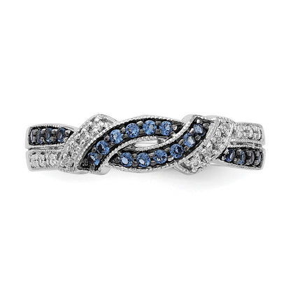 14K Weißgold Schwarz Rhodium und Blau Diamant Ring