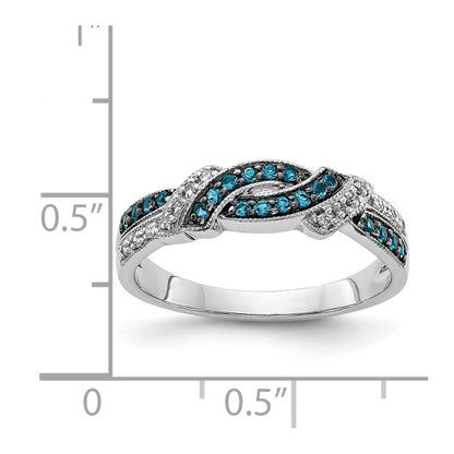 14K Weißgold Schwarz Rhodium und Blau Diamant Ring