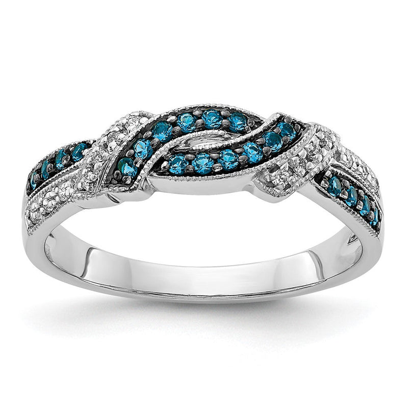 14K Weißgold Schwarz Rhodium und Blau Diamant Ring