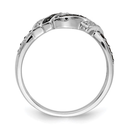 14K Weißgold Ring mit weißen und schwarzen natürlichen Diamanten, schwarz rhodiniert