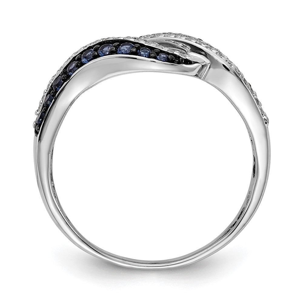 14K Weißgold Blau und Diamant Wirbel Ring