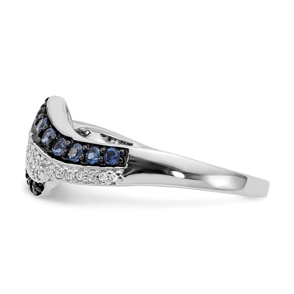 14K Weißgold Blau und Diamant Wirbel Ring